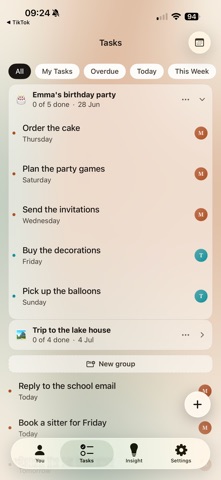 Hubby task list with shared responsibilities
